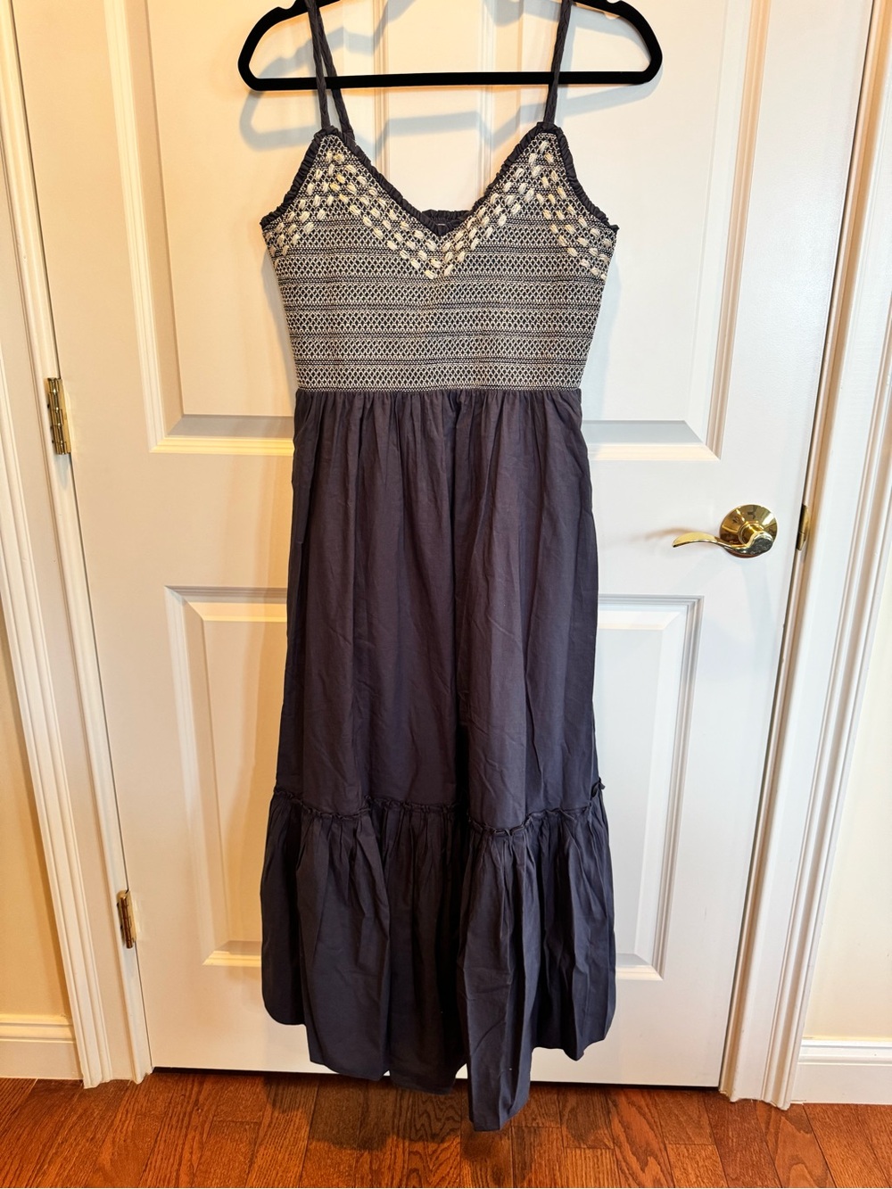 Ramy Brook Navy Lucia Smocked Bodice Maxi Dress-M - Picture 6 of 9